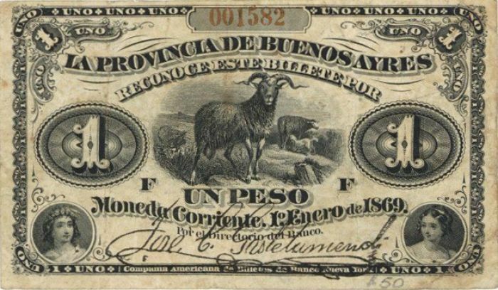Argentina - 1 Peso - P-S481b - 1869 dated Foreign Paper Money - Paper Money - Fo