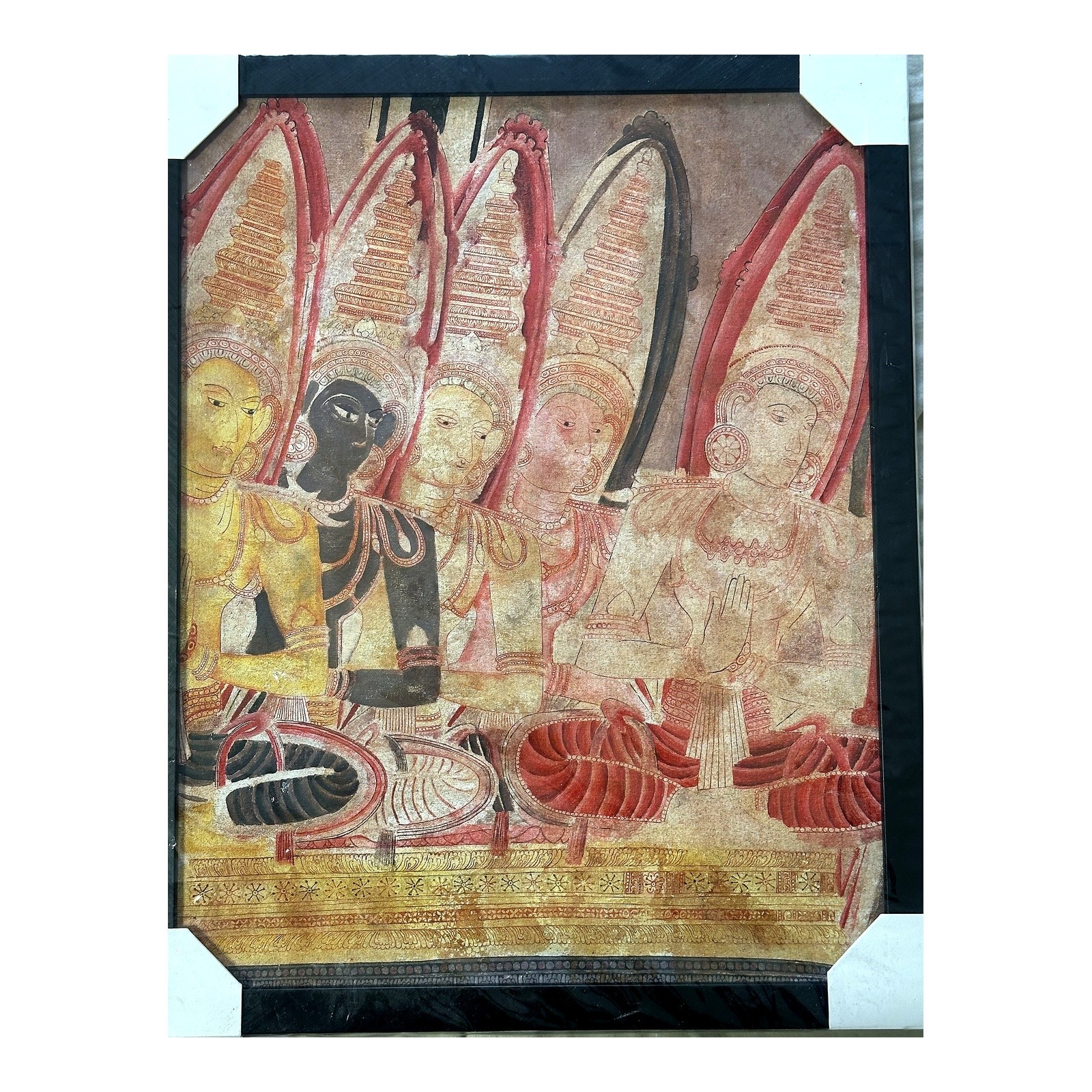 Sri Lankan Buddhist Art Dambulla Temple Gods Visit Buddha Hand-Painted Canvas