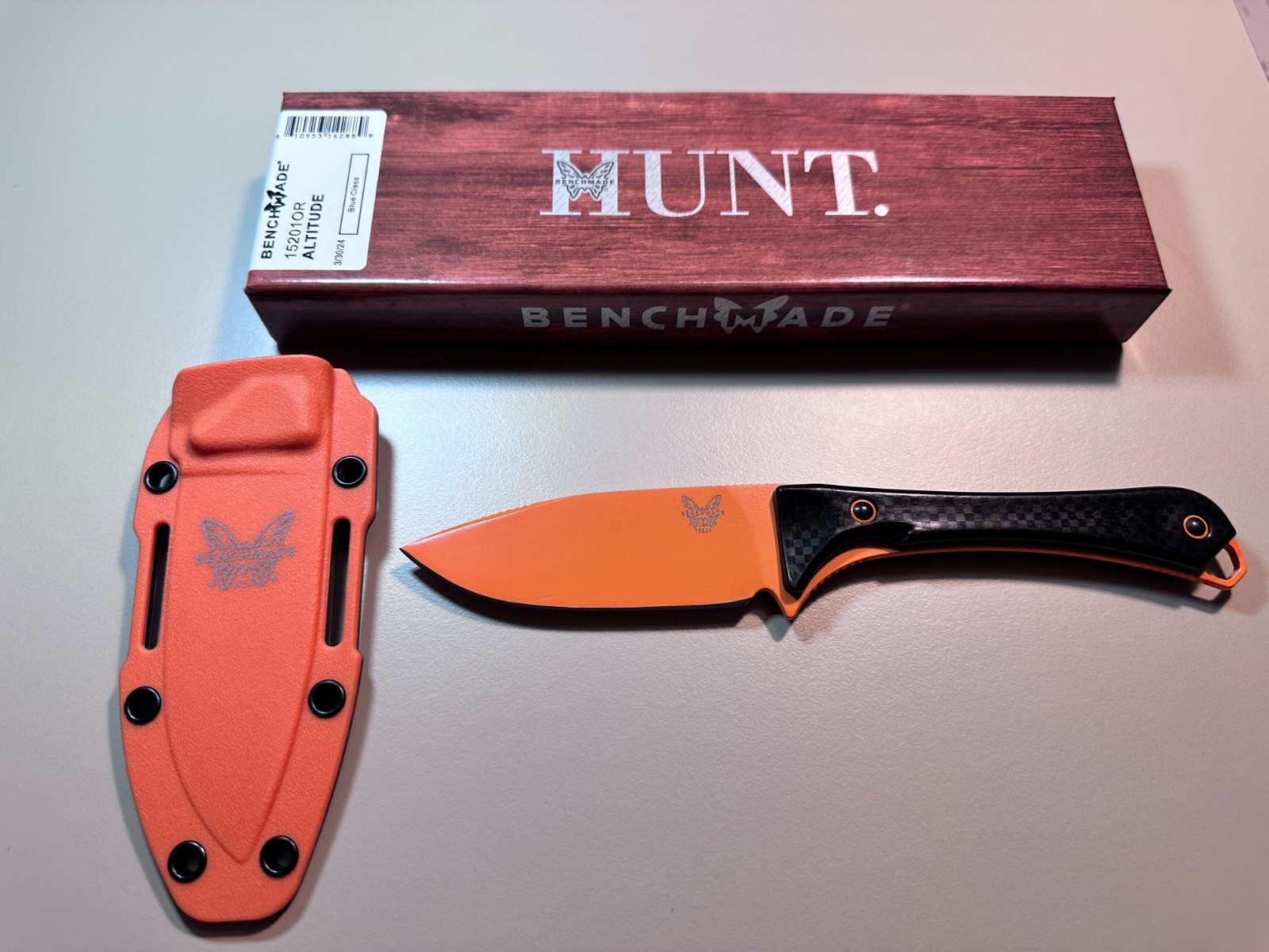 Benchmade 15201 Altitude Fixed Blade Orange Cerakote New Cond See Photos