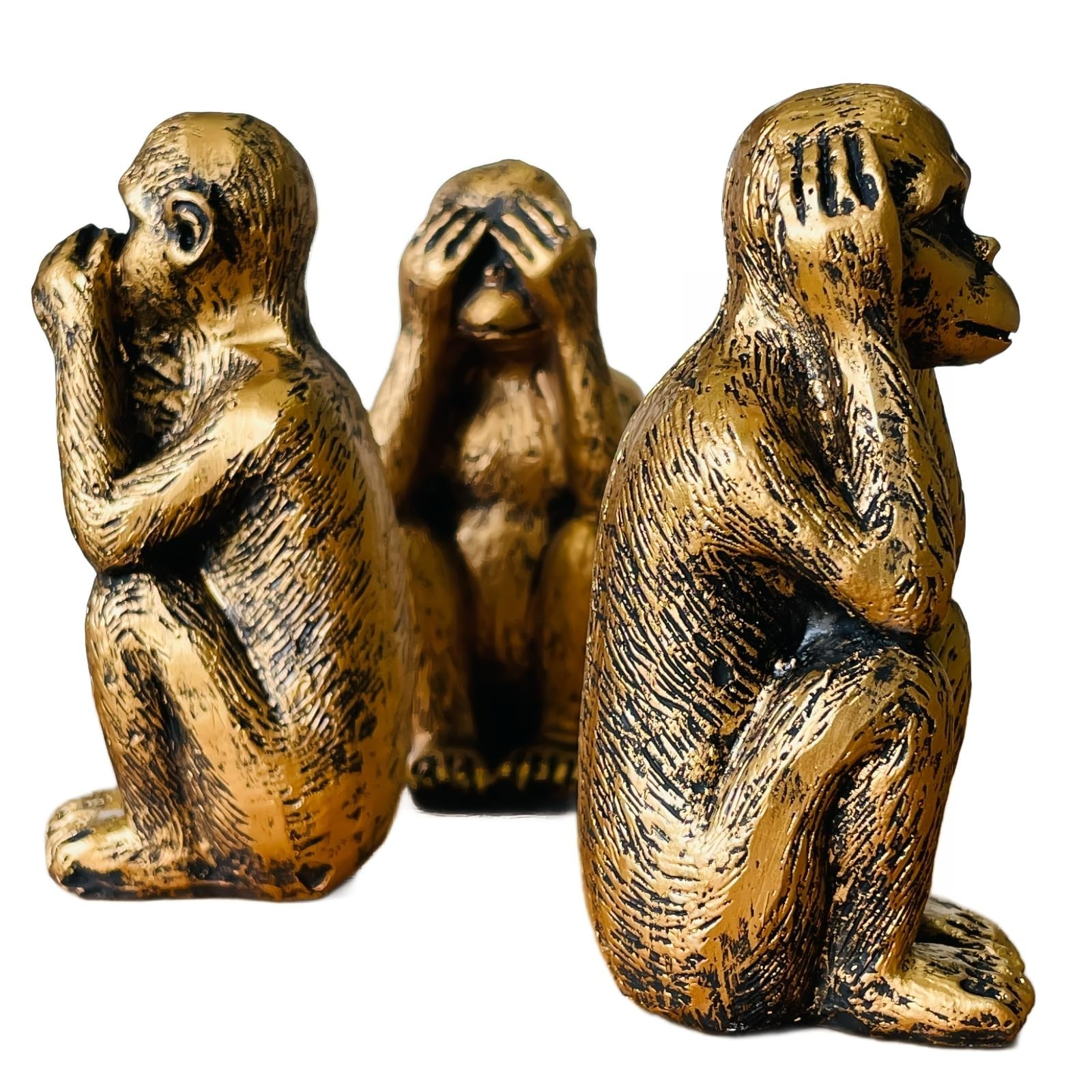 3 Wise Monkeys Statue Set - Hear No Evil, See No Evil, Speak No Evil - Resin Fig