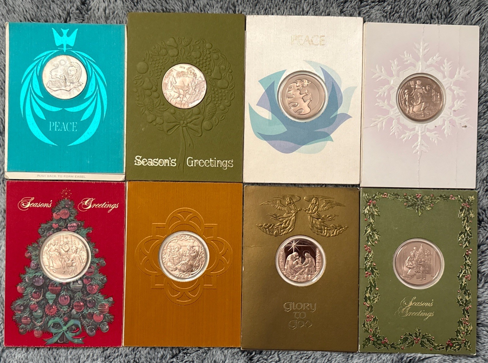 Limited Edition 1969 1972 1973 1975-1978 1981 Franklin Mint Christmas Card Coin