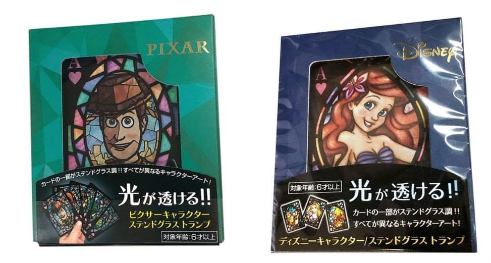 Set of 2 Tenyo Disney Characters Stained Glass Playing Cards 54