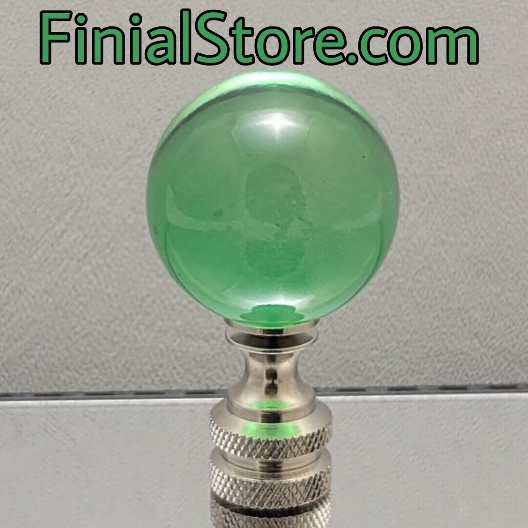 Green Crystal Ball 30mm Lamp Finial Nickel/Polished/Antique Brass Bases