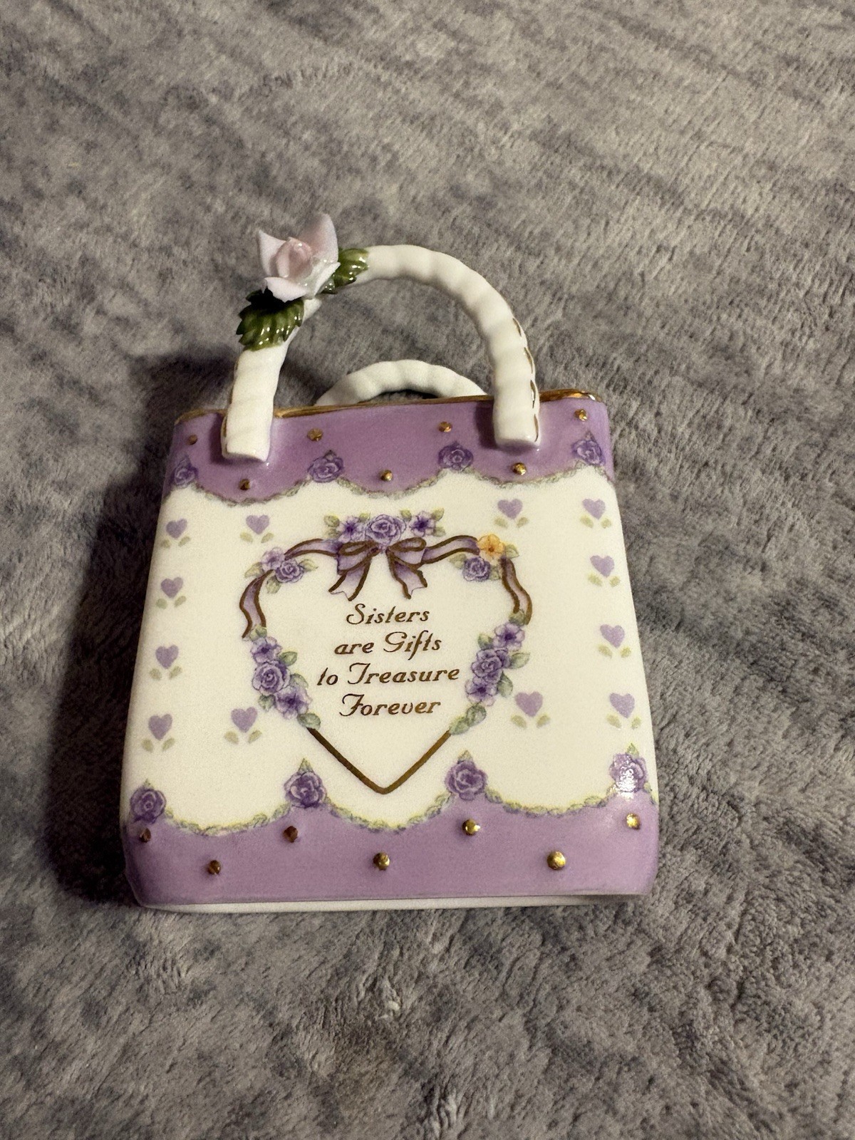 “Sisters Are Gifts To Treasure Forever Hand Crafted Porcelain Keepsake 24k G Ten “Sisters Are Gifts To Treasure Forever Hand Crafted Porcelain Keepsake 24k G Ten