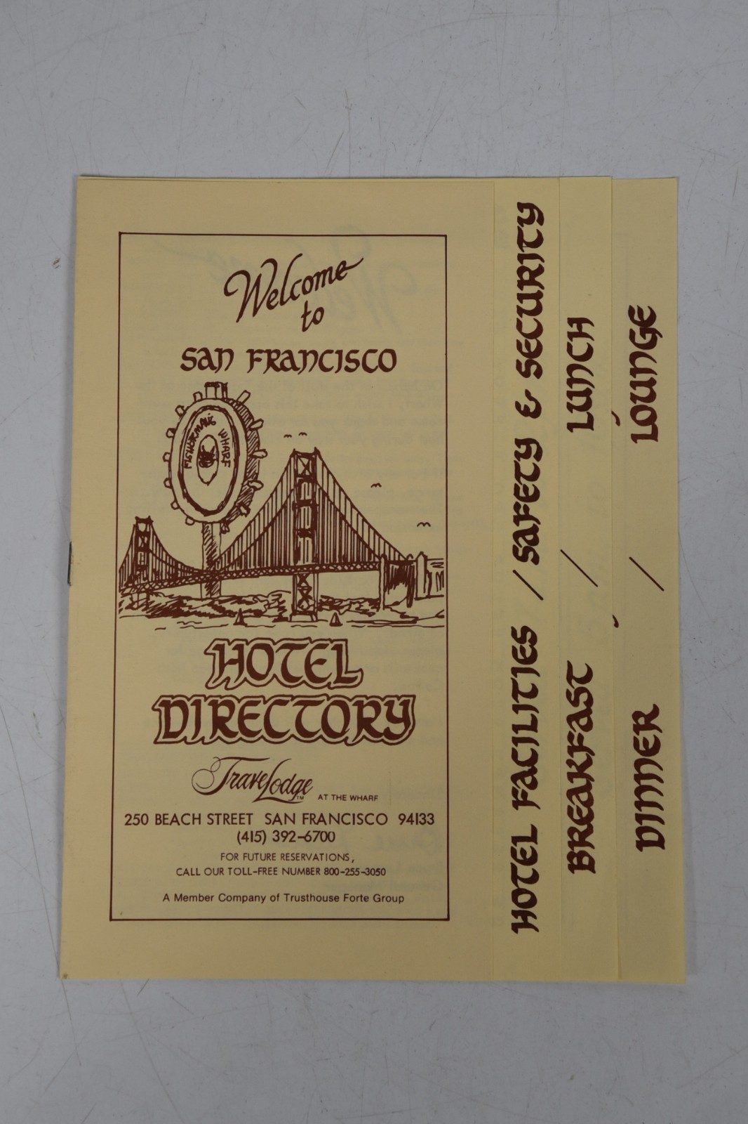 Vintage Travelodge Hotel Directory Restaurant Menu San Francisco Retro 1980s