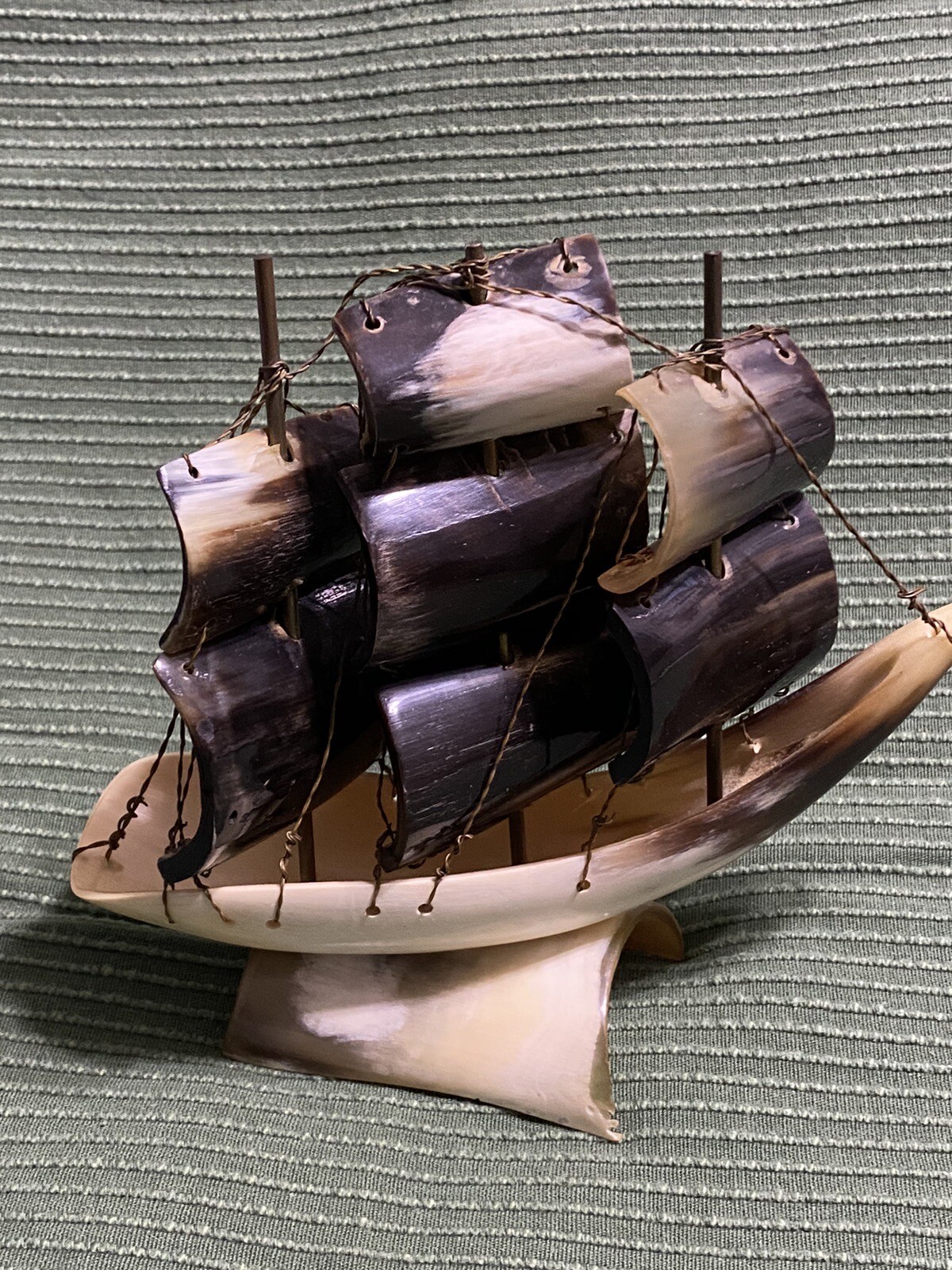 Vintage Cow  or Ox Horn Sailing Ship Possibly Made In Italy