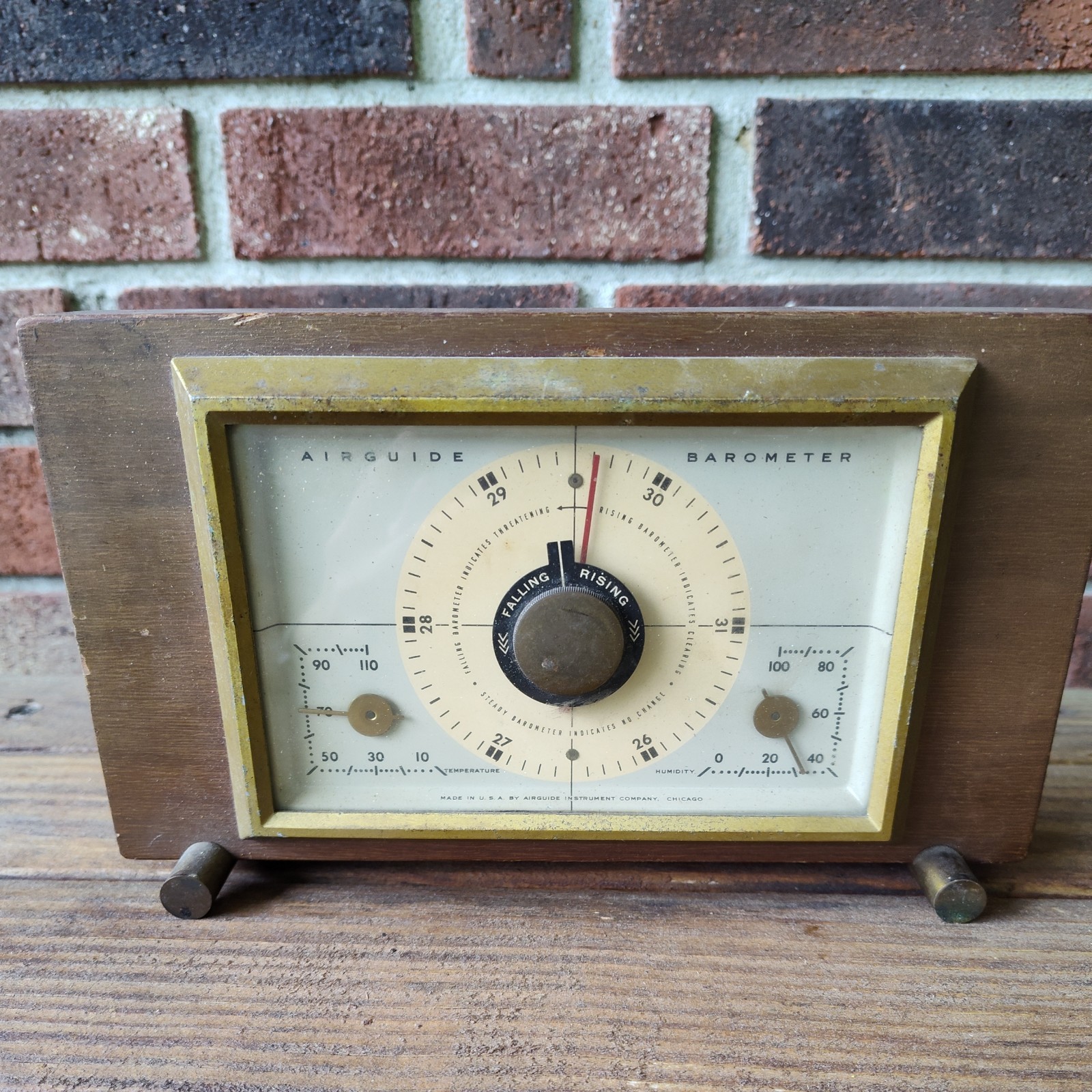 VTG. Wooden Airguide Weather Station Thermometer, Hygrometer, Barometer. VTG. Wooden Airguide Weather Station Thermometer, Hygrometer, Barometer.