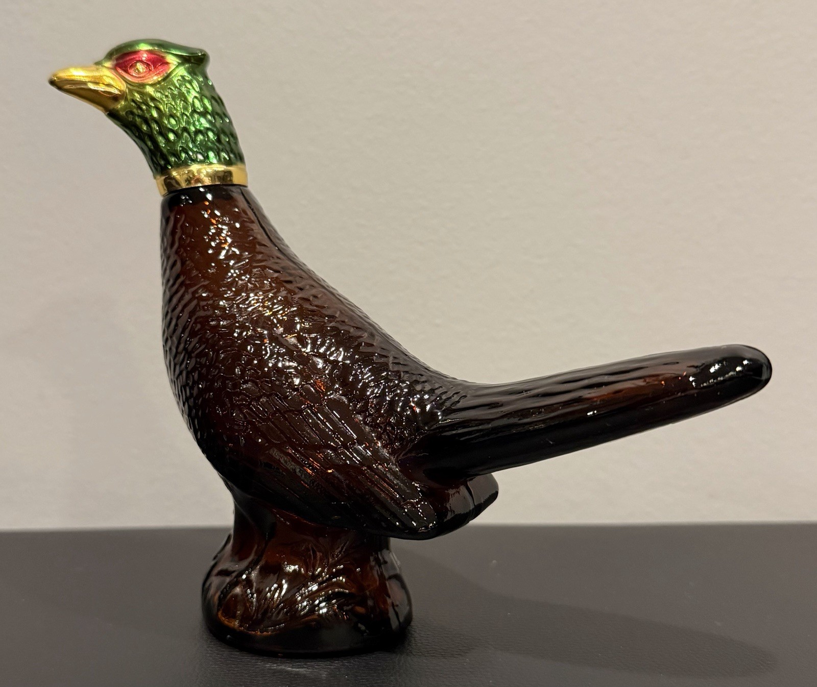Vintage 1972 Avon Pheasant Decanter Amber Glass Bird Bottle Wildlife 5 Oz