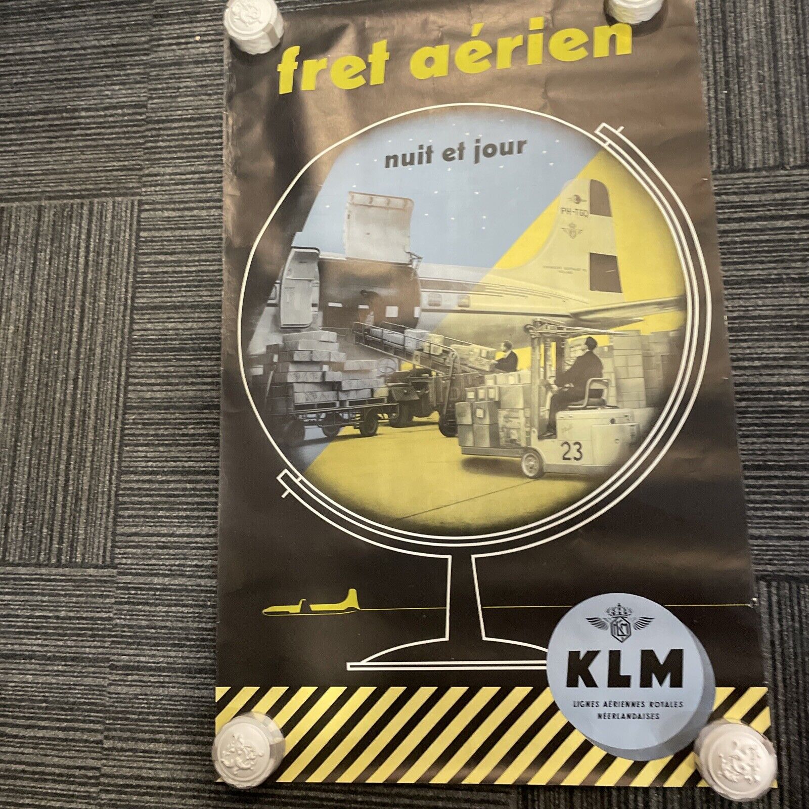 Vintage KLM 1950/60 Air Freight Original Antique Poster
