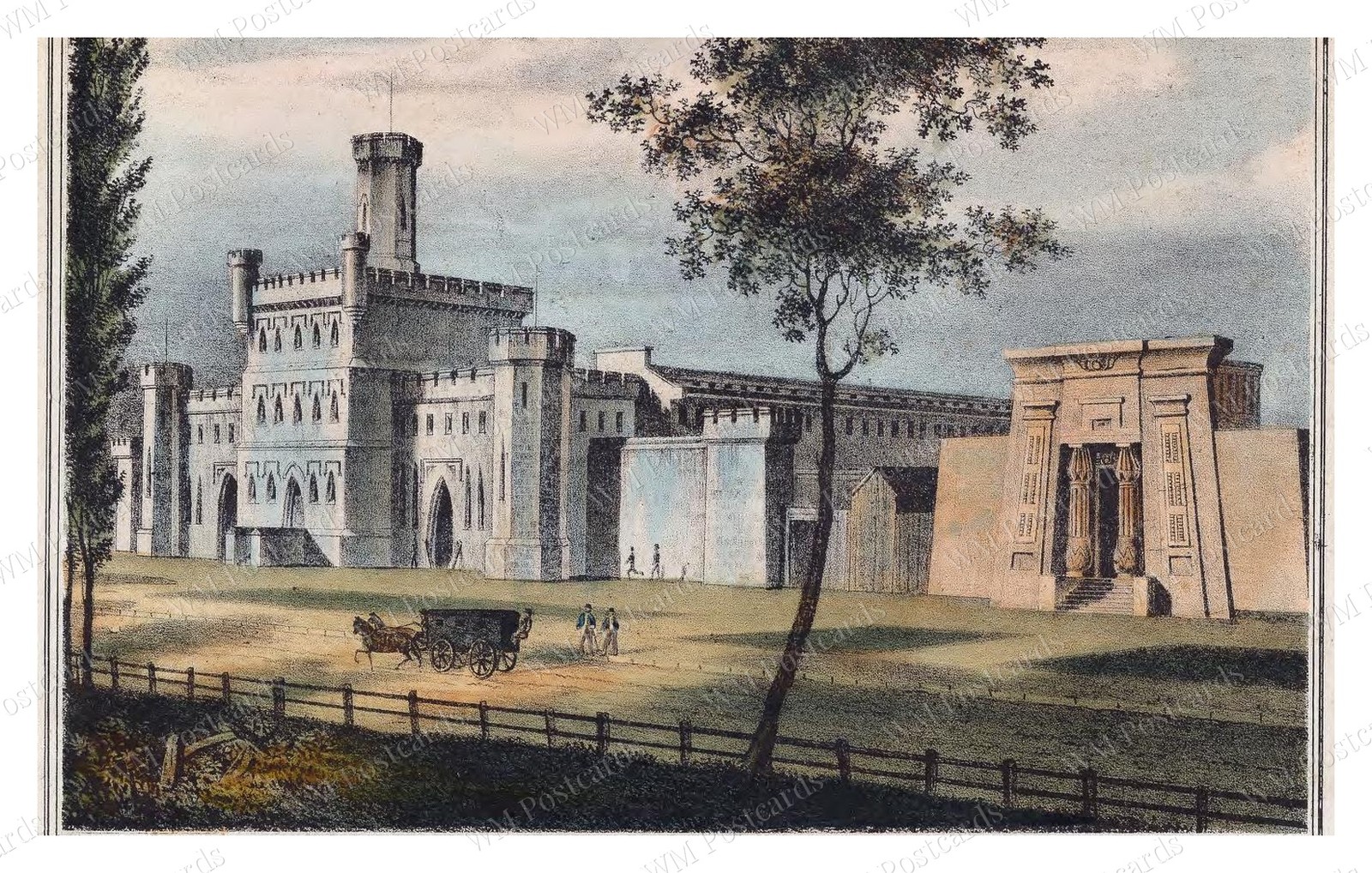 Philadelphia Pennsylvania 1848 Moyamensing Prison Horse-Drawn Standard Postcard Philadelphia Pennsylvania 1848 Moyamensing Prison Horse-Drawn Standard Postcard