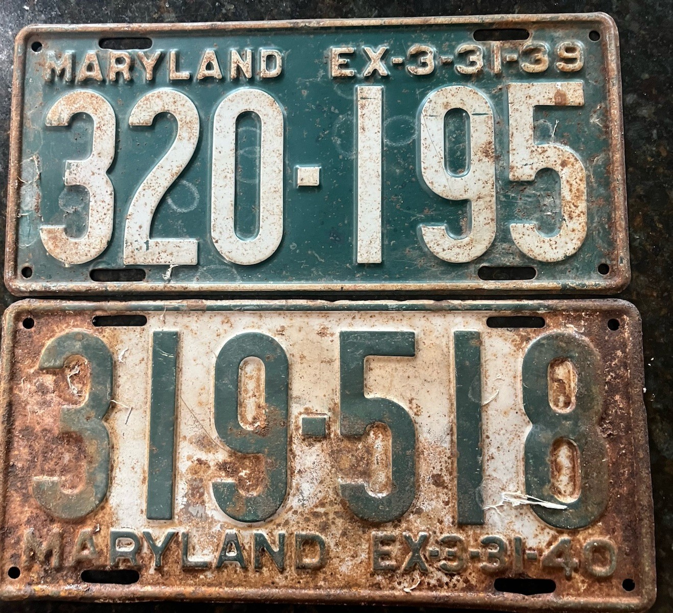VTG Maryland 1939 & 1940 License Plates