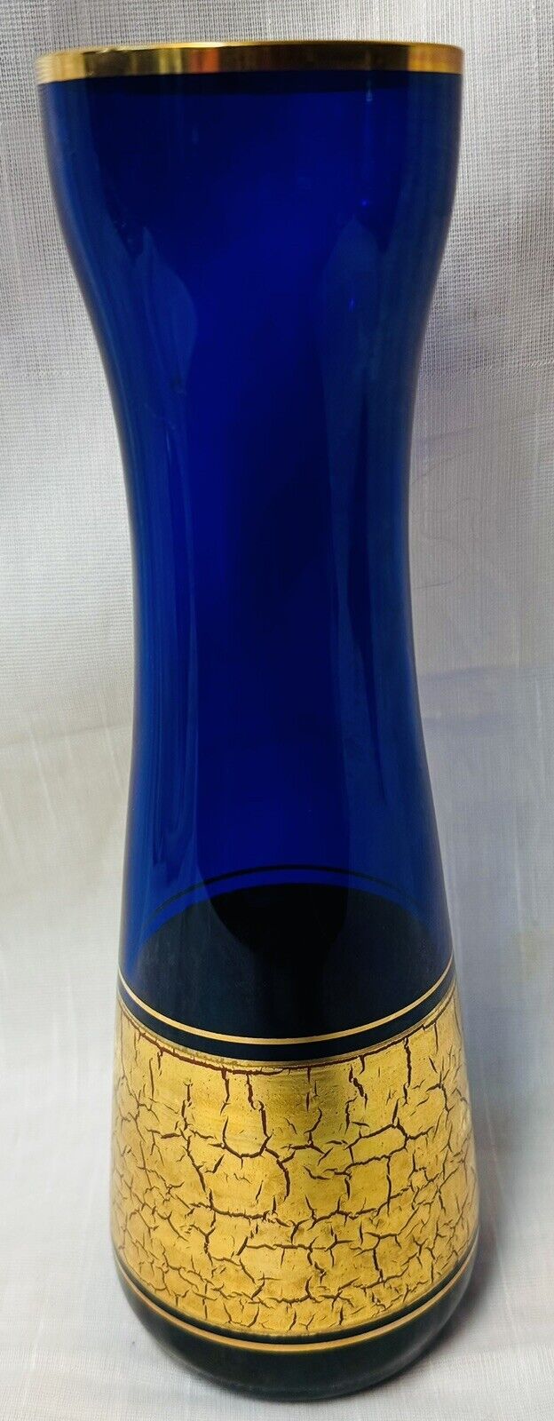 Vintage Barth Mann Barthmann  10” Cobalt Blue Gold Patina Vase