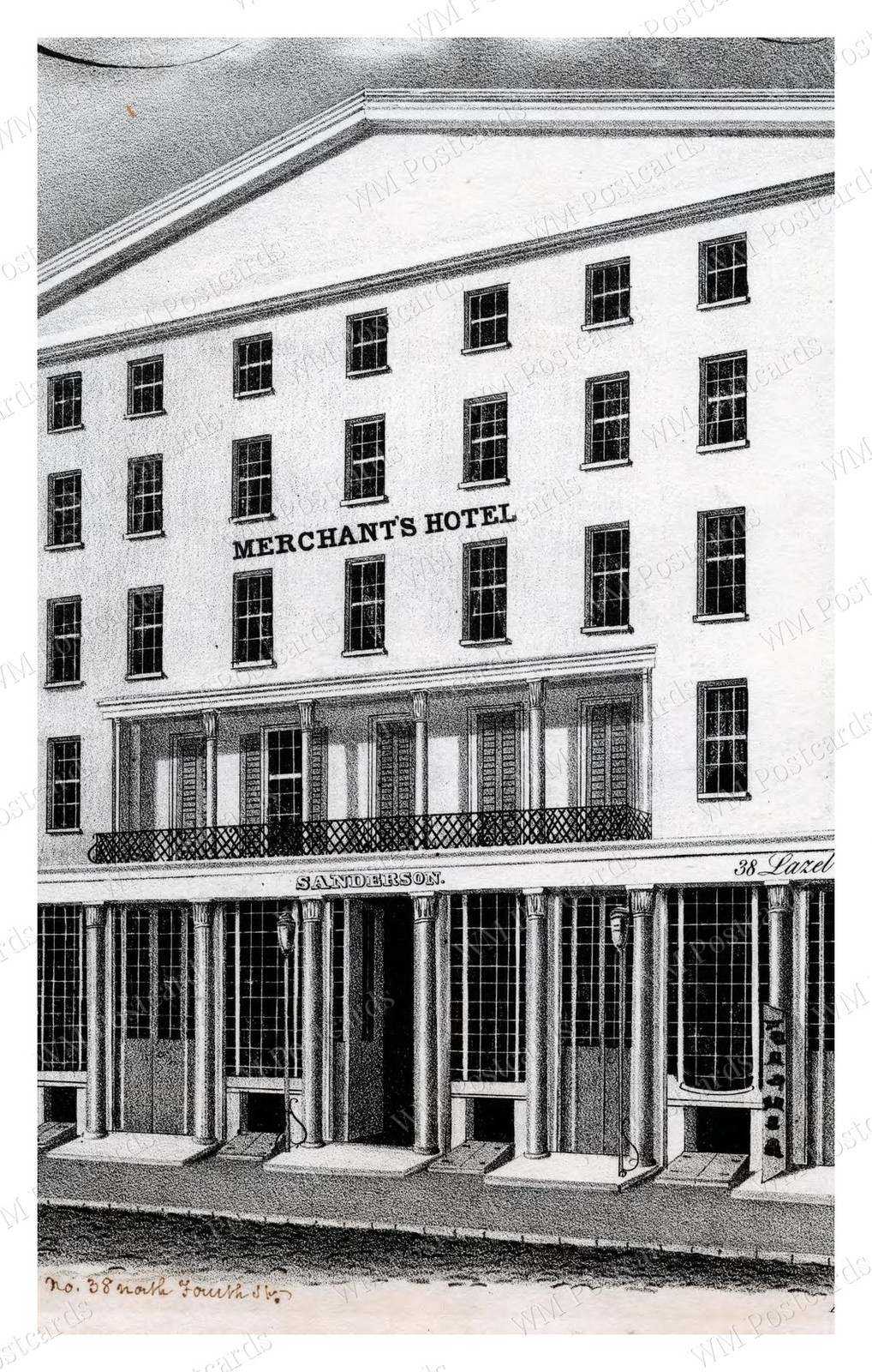 Philadelphia Pennsylvania 1838 Merchants Hotel North Fourth St Standard Postcard Philadelphia Pennsylvania 1838 Merchants Hotel North Fourth St Standard Postcard