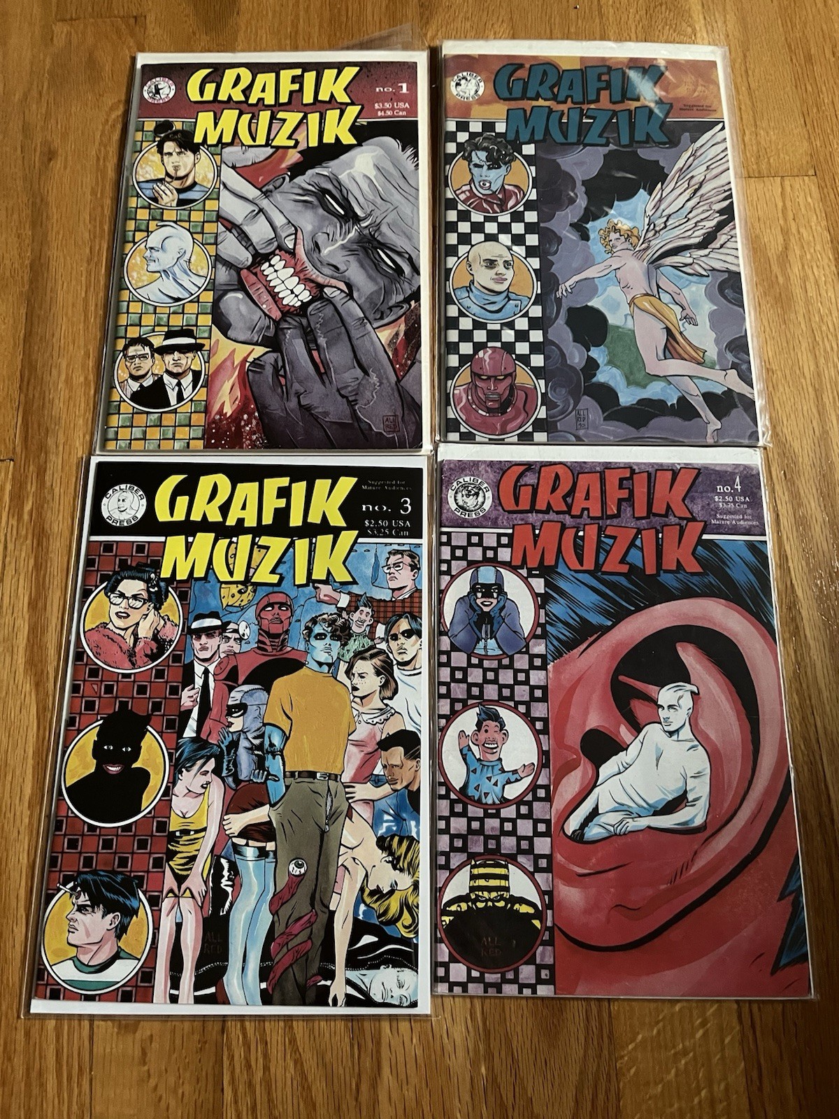 Grafik Muzik Issues 1-4 by Mike Allred 90s Comics Caliber Press Color And B&W