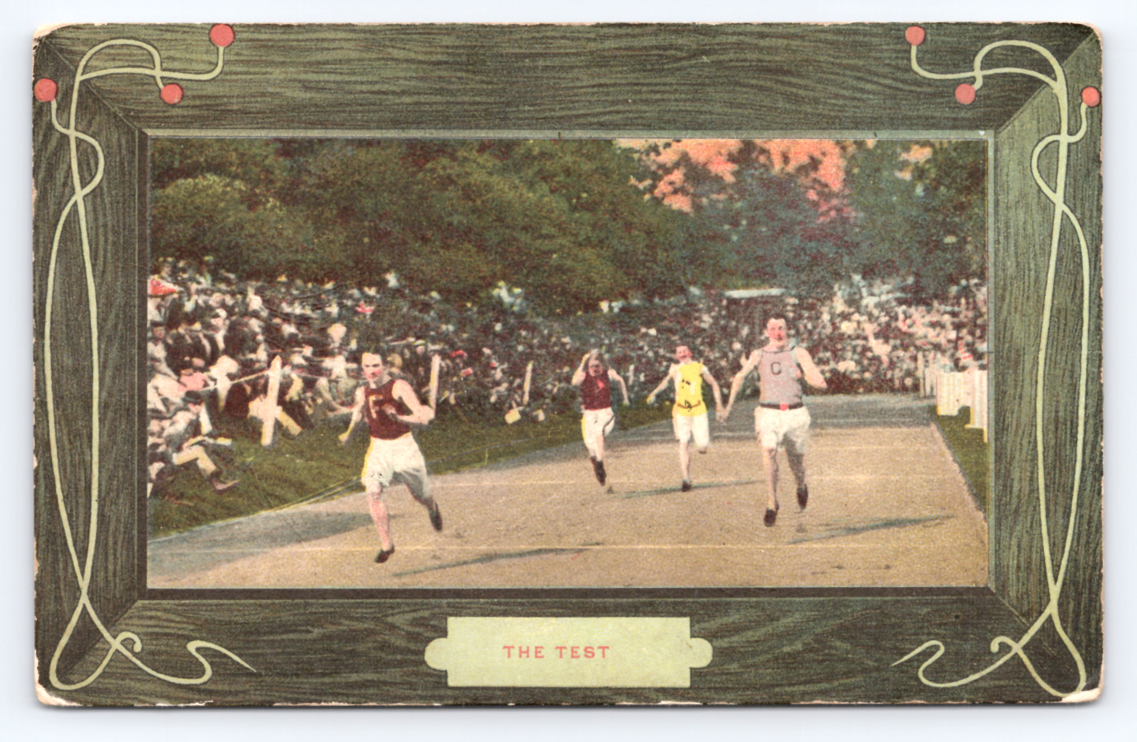 c1908 The Test Track Field Race Postcard Art Nouveau Frame Athletics Richmond VA
