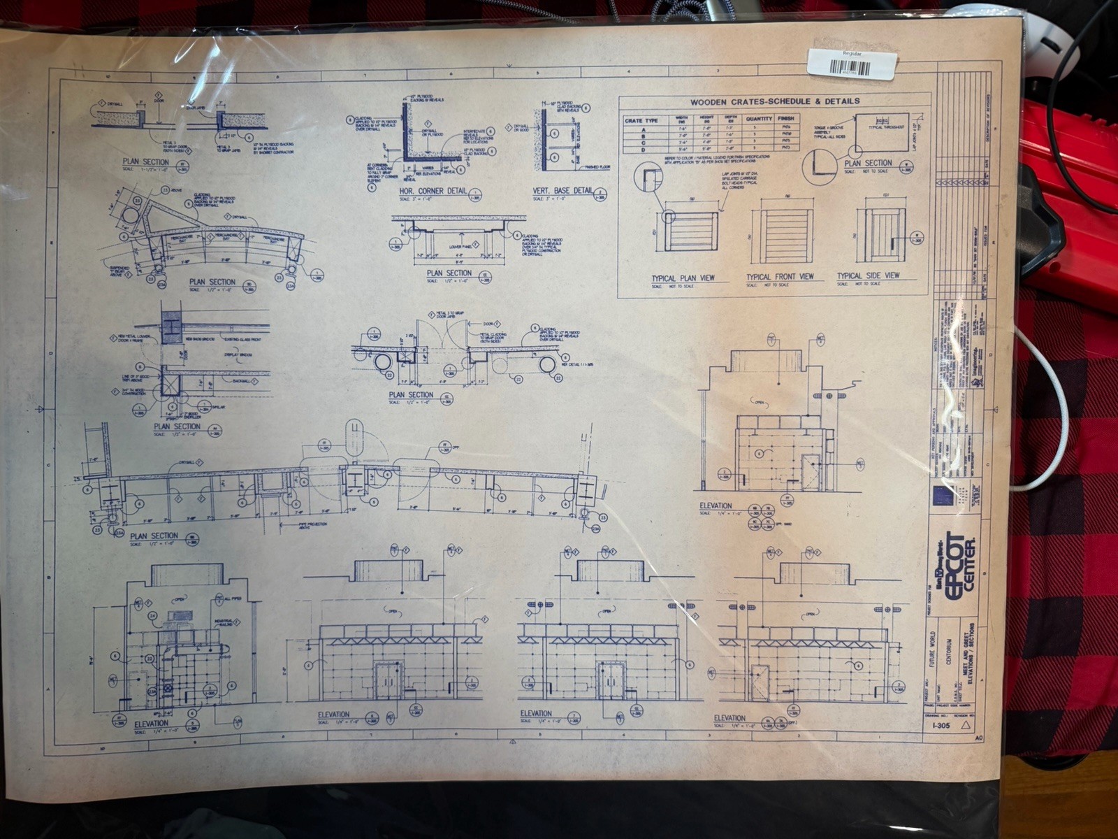 VINTAGE BLUEPRINT Authentic WALT DISNEY WORLD EPCOT CENTORIUM FUTUREWORLD