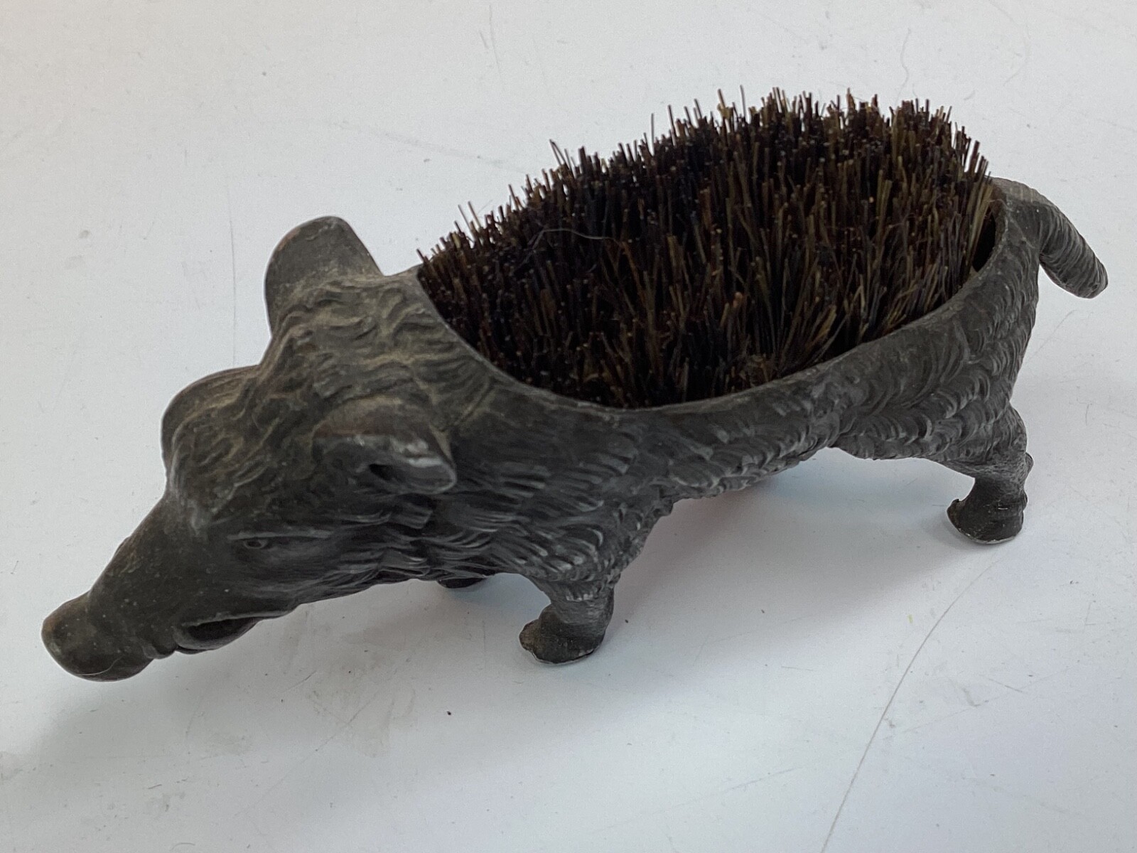 Antique magnificent wild boar desk paperweight/Ink pen (L11)