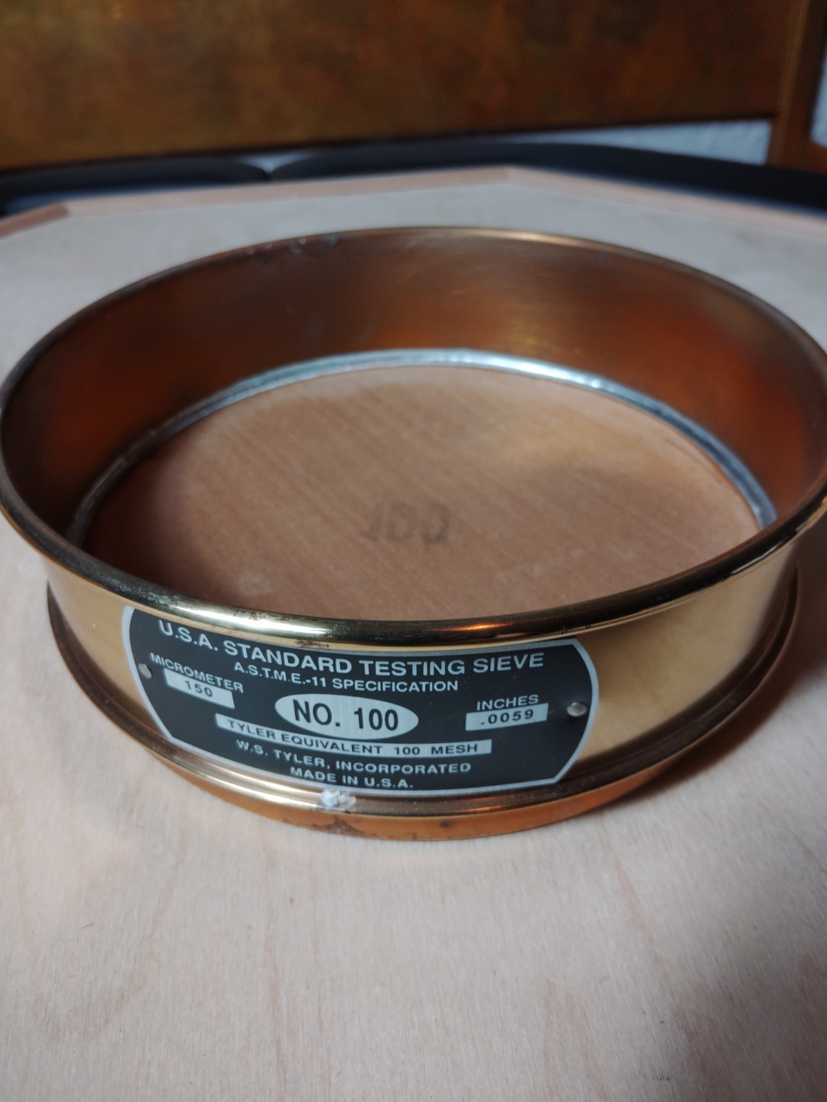 W.S. Tyler U.S.A. Standard Testing Sieve - No. 100-Open Box-VG cond.