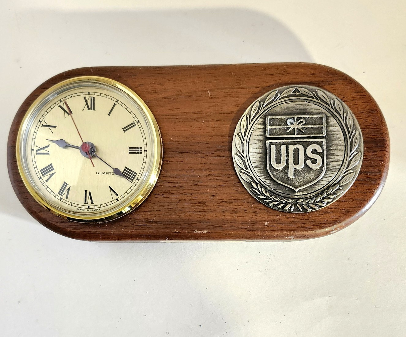 Vintage UPS United Parcel Service Wood Desk Clock