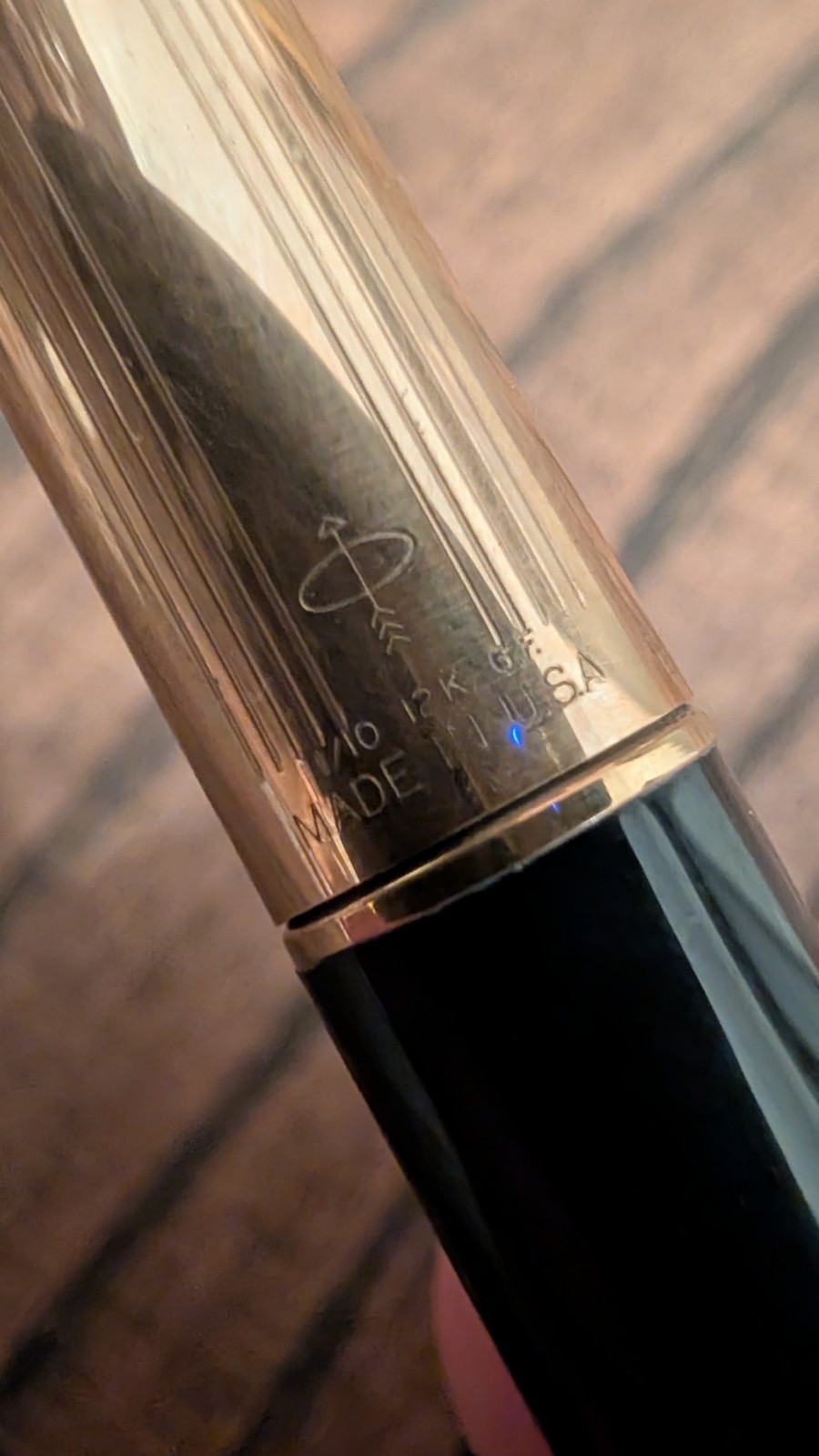 Vintage Parker 45 Pen 1/10 12K Gold Filled Cap Black Made in USA w/ Original Box