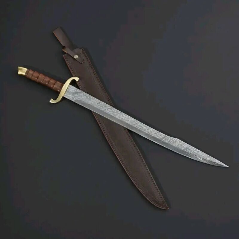 Custom Handmade Damascus STEEL Sword With Leather Sheath / Best Gift 