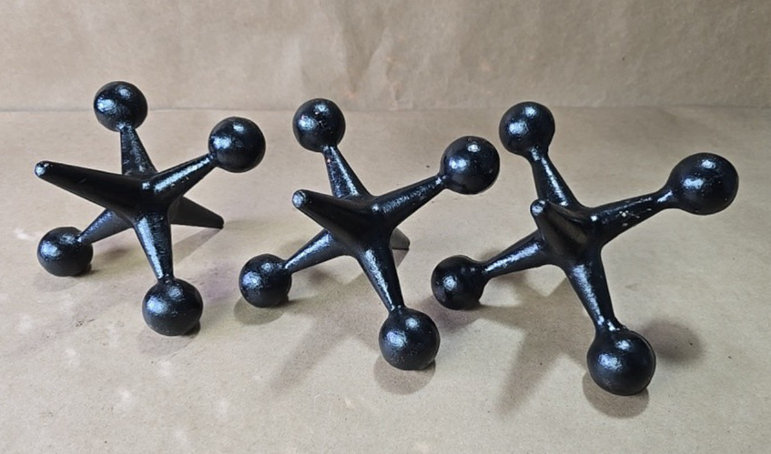 3  Cast Iron Jacks   Bill Curry Design   Heavy Door Stops or Bookends Vintage 