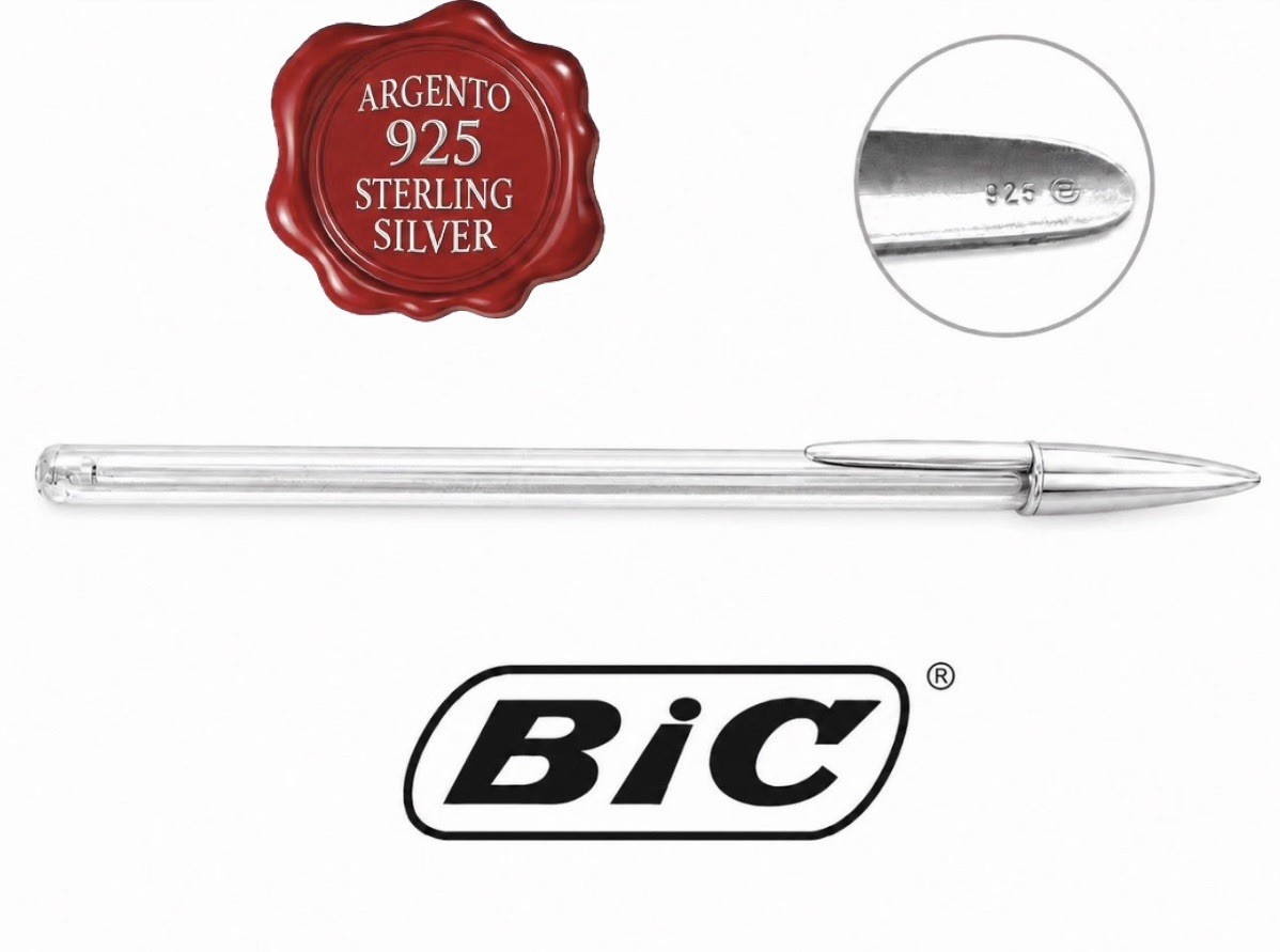 BIC Cristal Silver Pen Cap SOLID SILVER 925 Vintage '91 A
