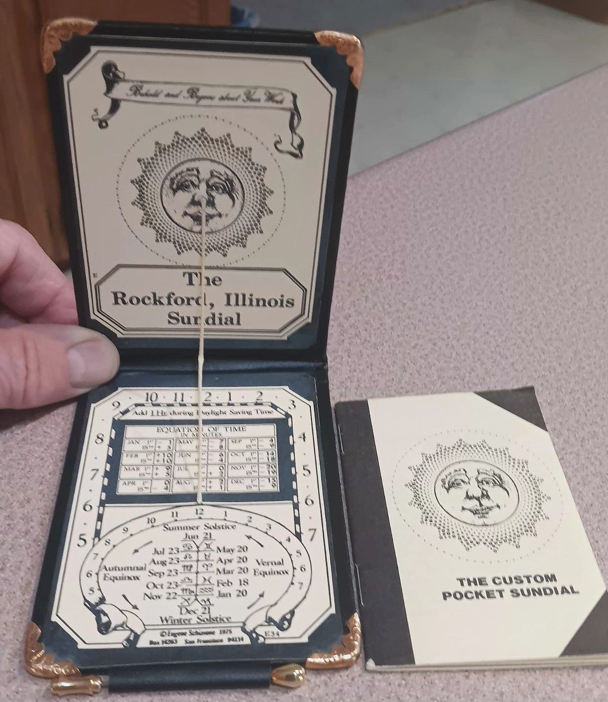 Vintage 1975 Rockford Illinois POCKET SUNDIAL Eugene Schiavone San Francisco