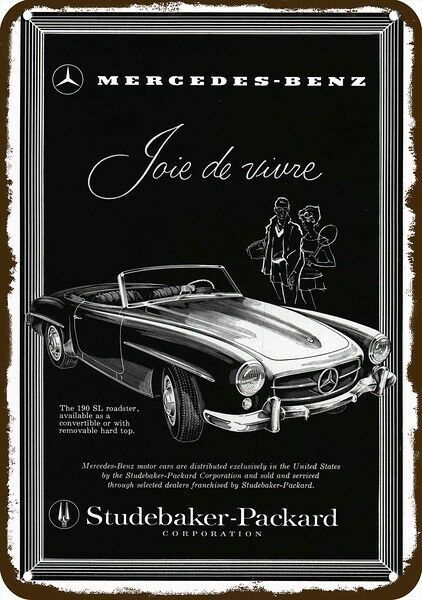 1958 MERCEDES BENZ 190SL ROADSTER Car Vintage-Look DECORATIVE REPLICA METAL SIGN
