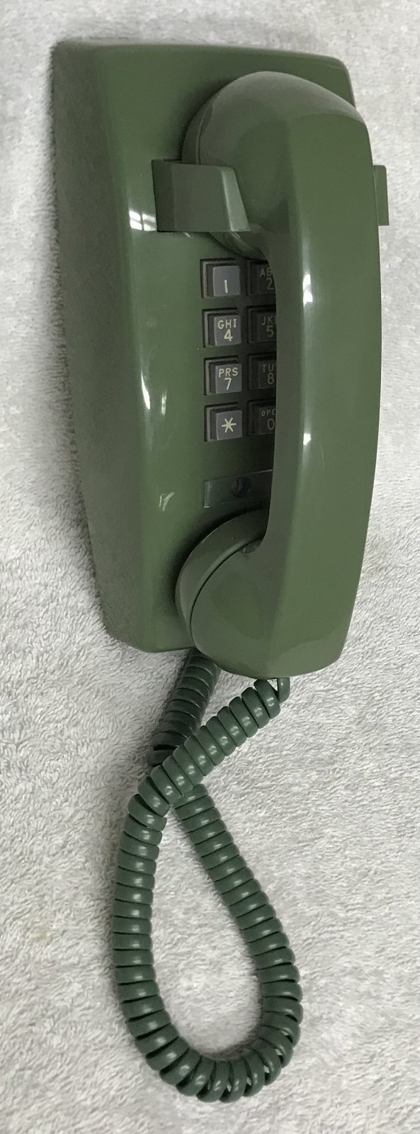 Vintage 1970s WESTERN ELECTRIC 2554 GREEN AVOCADO Push Button Touch Wall Phone