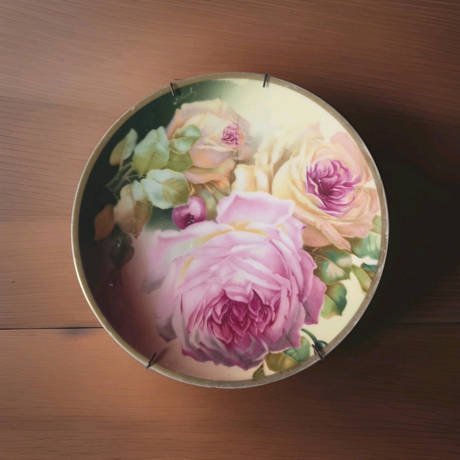 “Thomas” ‘Sevres’ ‘Bavaria’ 7.5” Hand Painted Pink Rose Plate Signed HARRIS