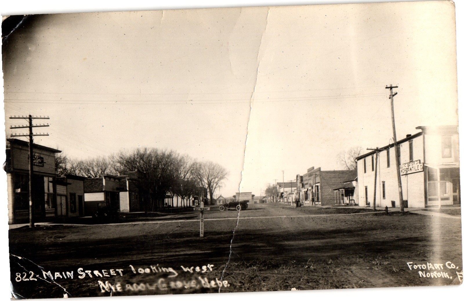 Maywood Nebraska RPPC Main Street Looking West General Merchandise Auto Route