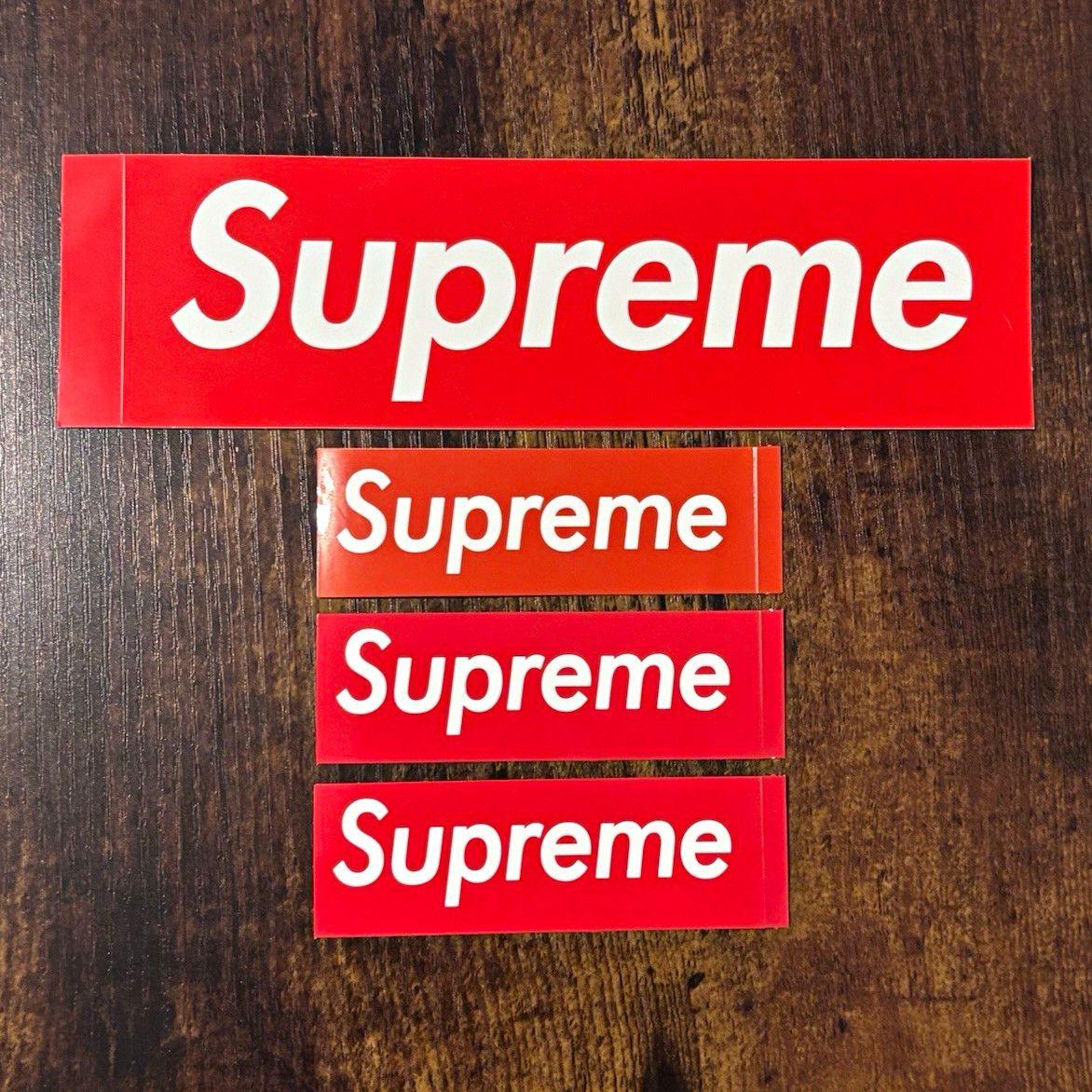 Supreme Red/White Box Logo Stickers Lot of 4 Mini FW18 + Red Box Logo NY