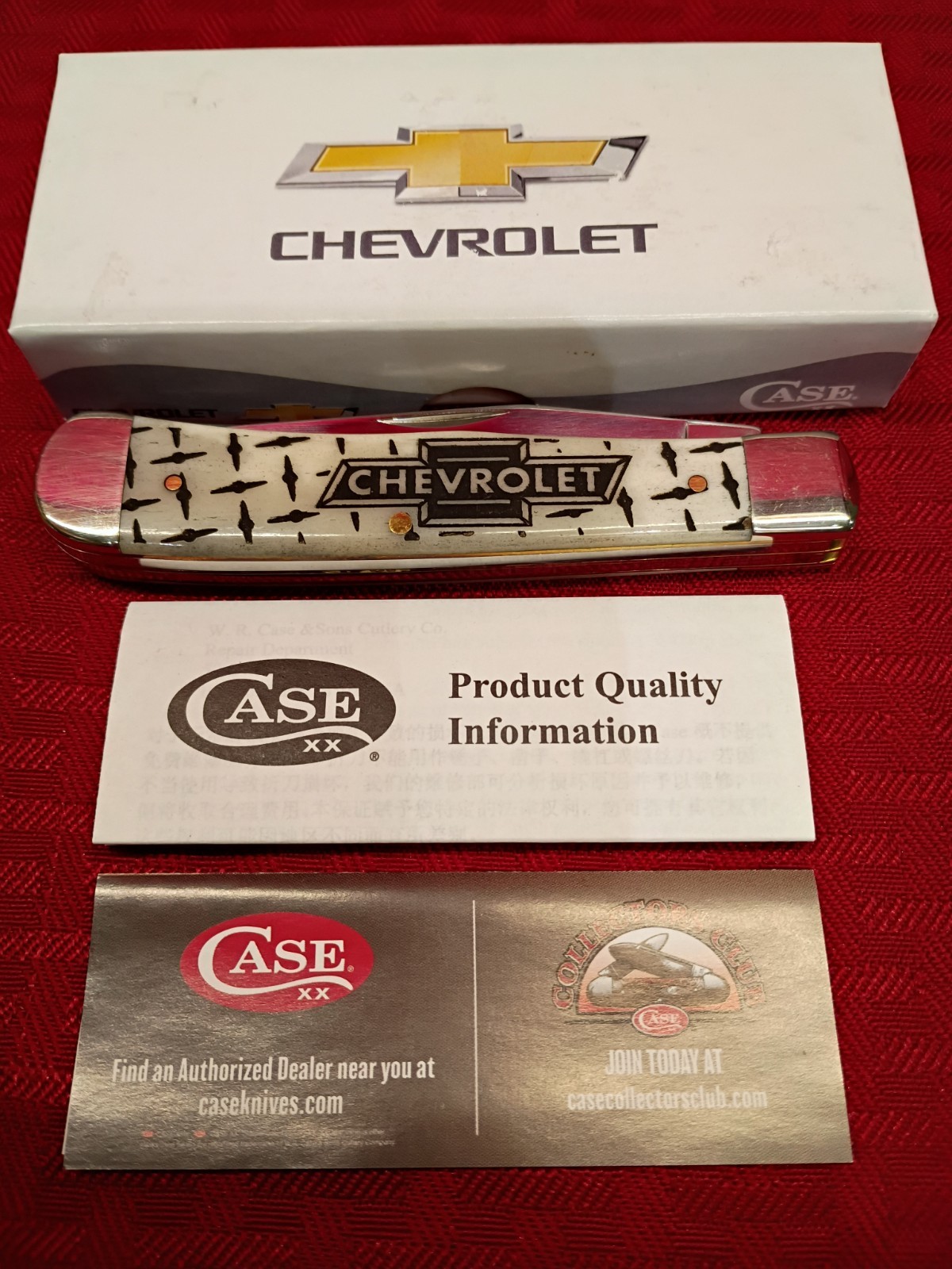 Case XX Chevrolet No 33700 Trapper 2-Blade Slipjoint Pocketknife Bone Handle 