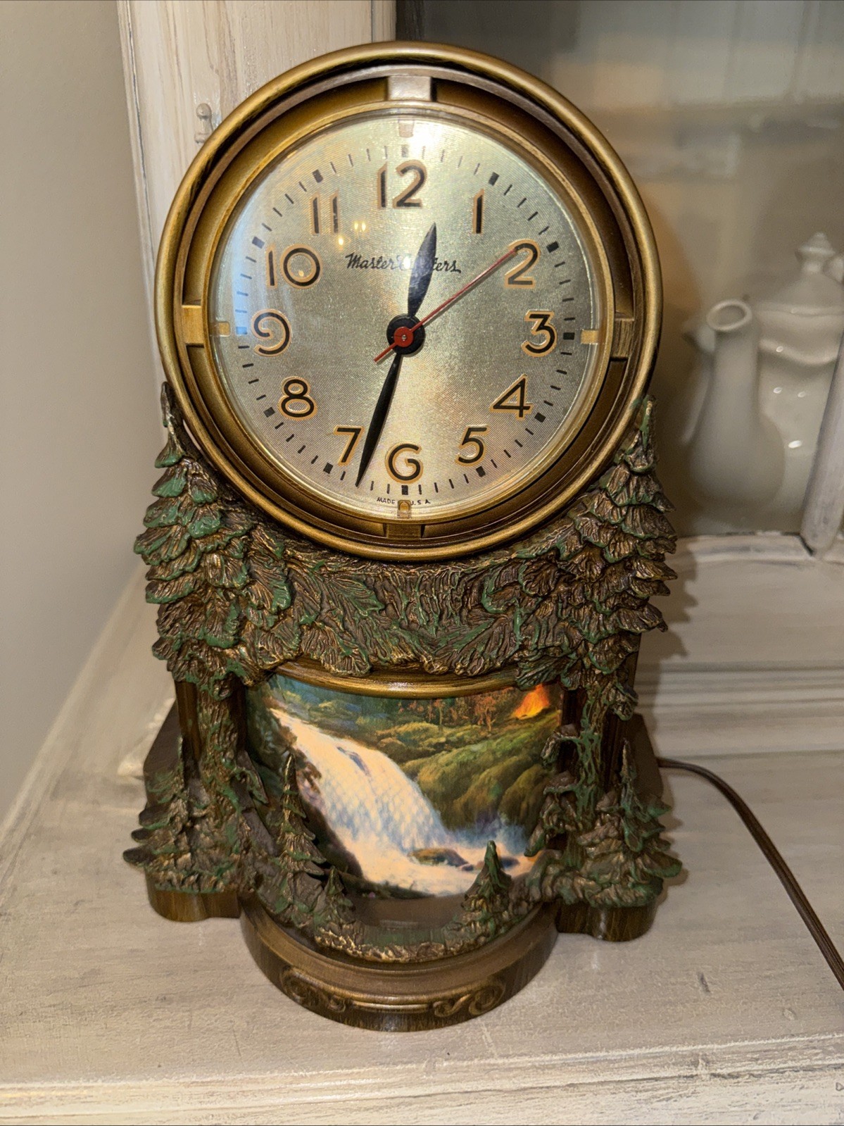 Vintage MCM 1950\'s MasterCrafters Waterfalls Electric Mantle Clock Works Well