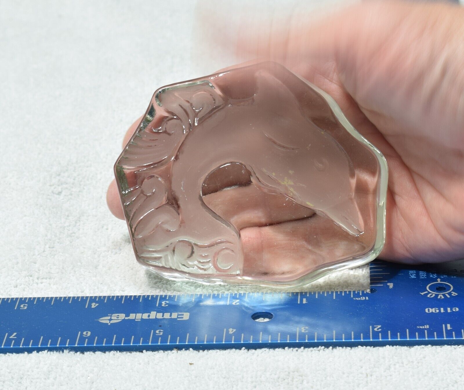 Vintage Clear Glass Paperweight Dolphin Jumping Out of the Water