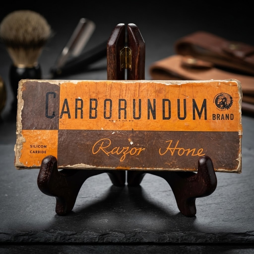 Vtg Carborundum No. 102 Straight Razor Sharpening Stone Hone Silicon Carbide Box