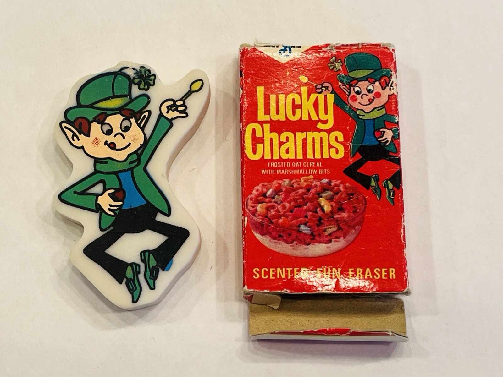 Vintage Lucky Charms Leprechaun Eraser with Box Gently Used Novelty Fun BIN 79 Vintage Lucky Charms Leprechaun Eraser with Box Gently Used Novelty Fun BIN 79