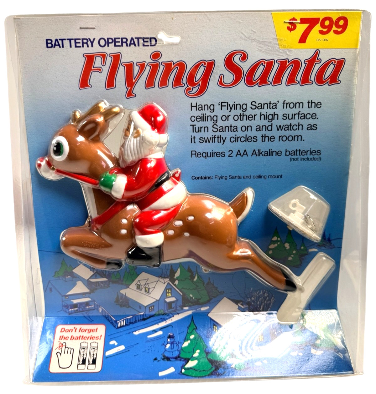 VINTAGE Battery Operated Flying Santa Reindeer Christmas Decor - NEW SEALED