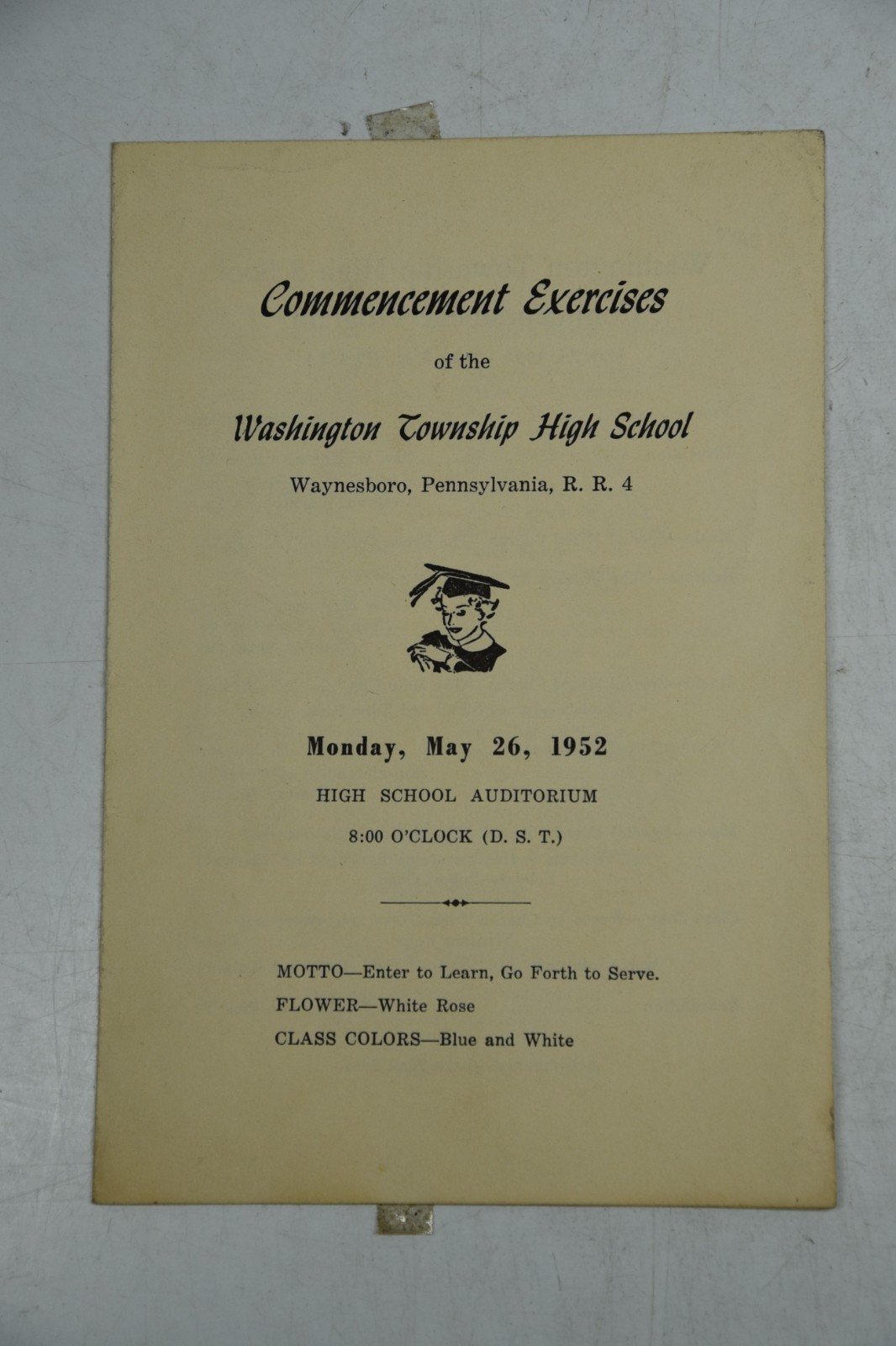 Vintage Waynesboro Pennsylvania High School Commencement Exercises 1952