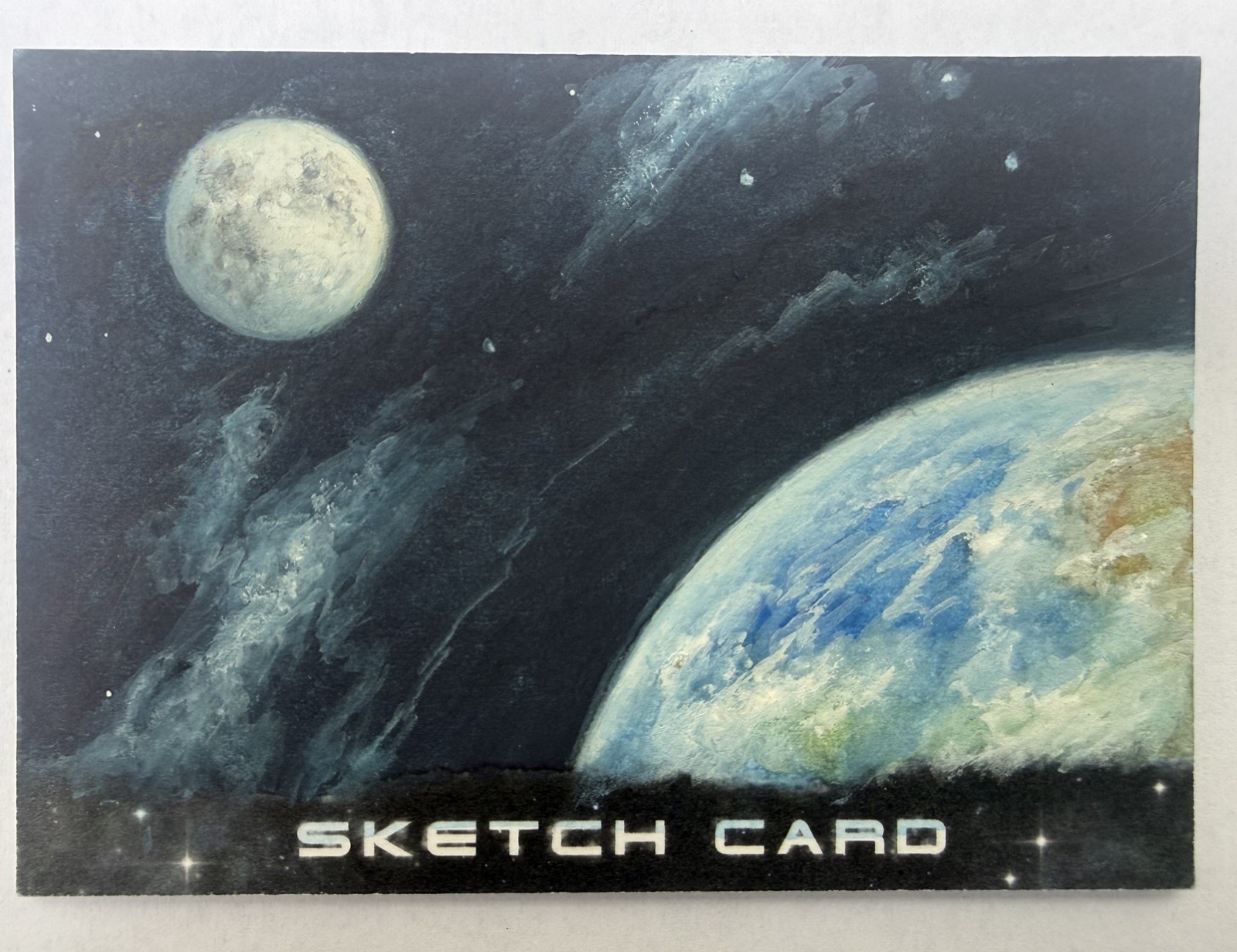 2020 Upper Deck Cosmic Sketch Cards by Ian Quintana 'Earth and Moon'