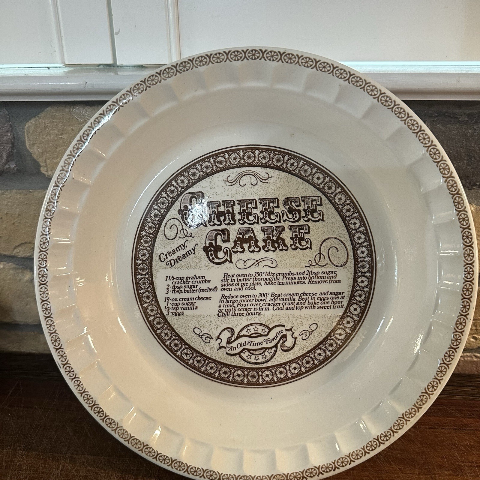Royal China Ceramic Country Harvest Cheese Cake Recipe Pie Plate 1983 Vintage