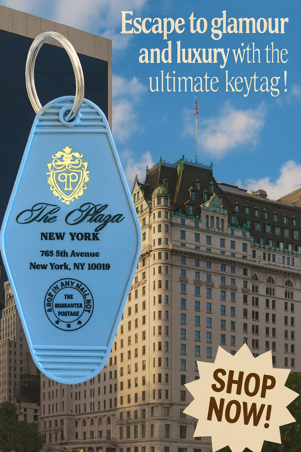 Plaza Hotel New York Key Tag – Classic 1940s Elegance