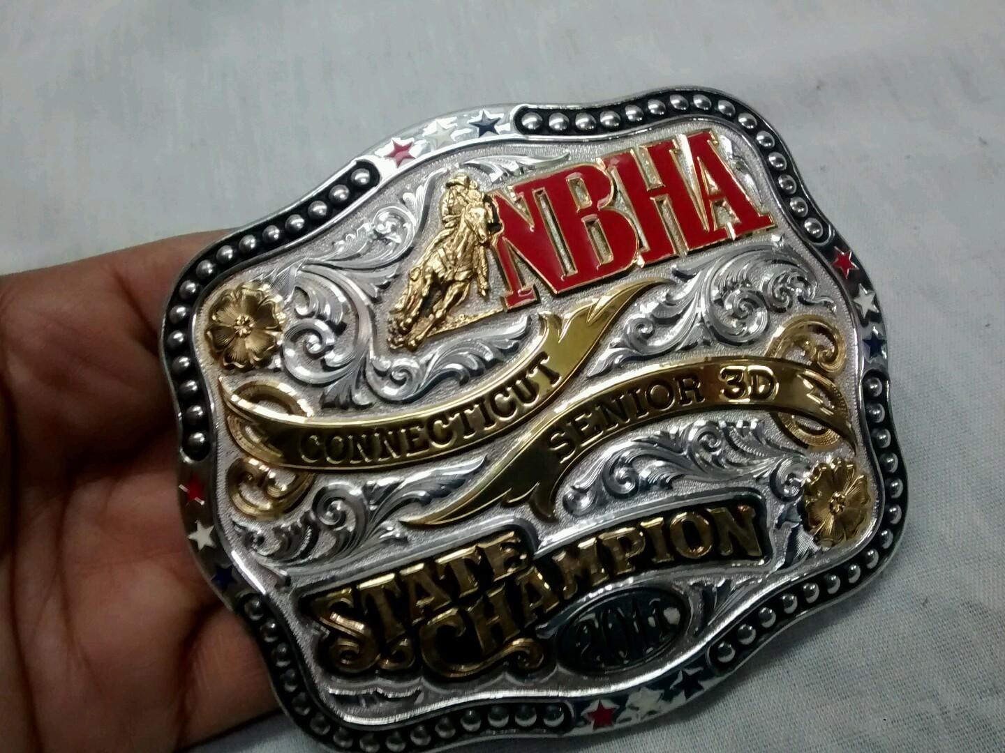 Nice Gist Solid bronze NBHA 2011 Connecticut State Champion senior 3D buckle Nice Gist Solid bronze NBHA 2011 Connecticut State Champion senior 3D buckle