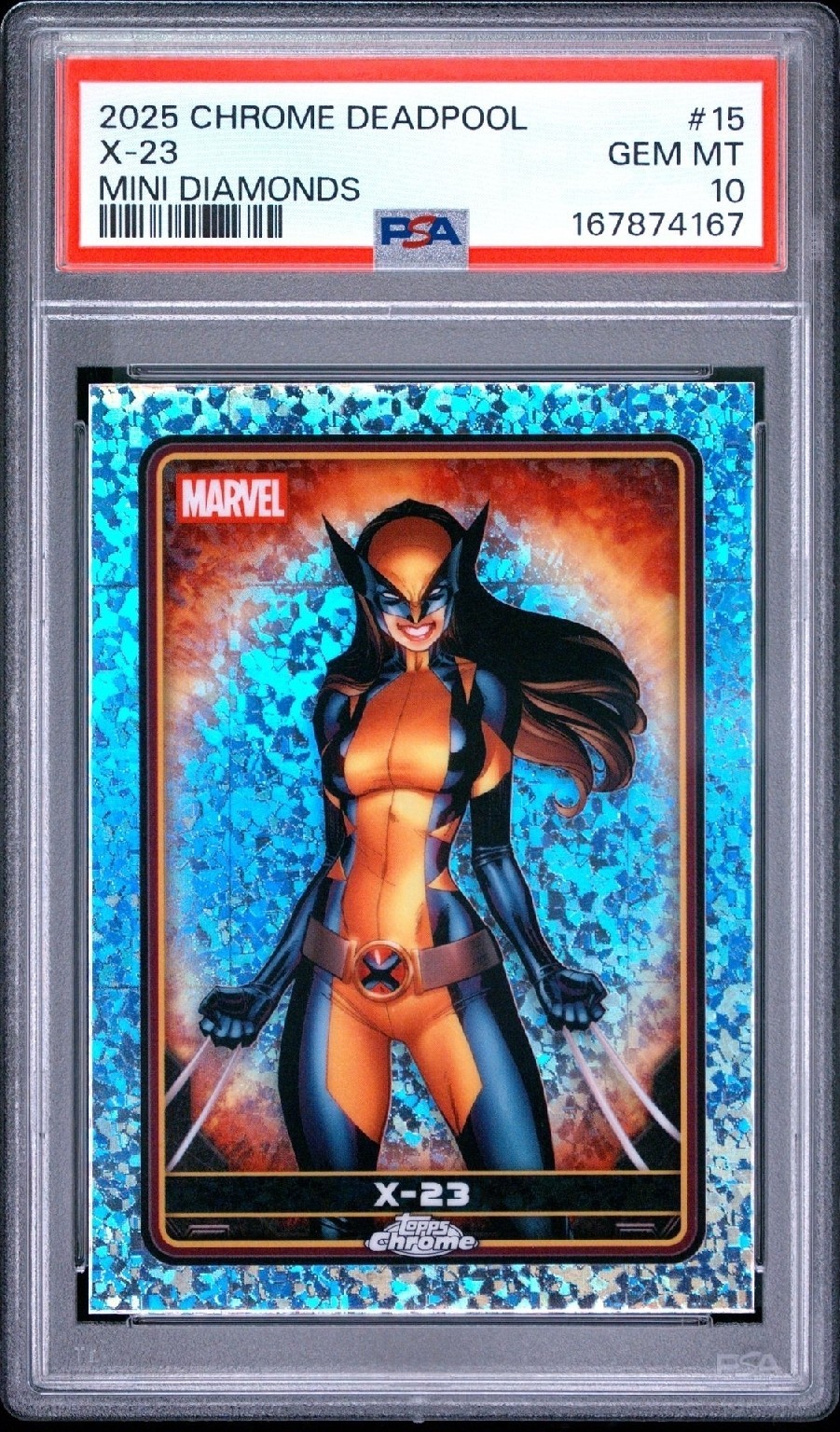 2025 Topps Chrome Marvel X-23 Mini Diamonds #15 PSA 10 GEM MINT POP 2