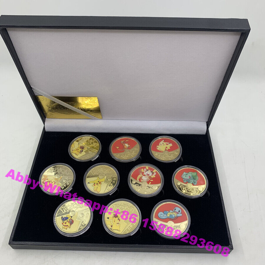 10pcs Japanese Anime Gold Plated Coins POKE-MEN charizard For Collection gifts