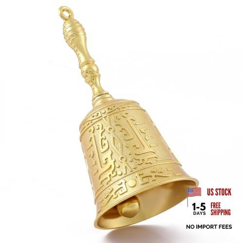 Super Loud Solid Brass Hand Call Bell for Ringing at Wedding, New Style Gold