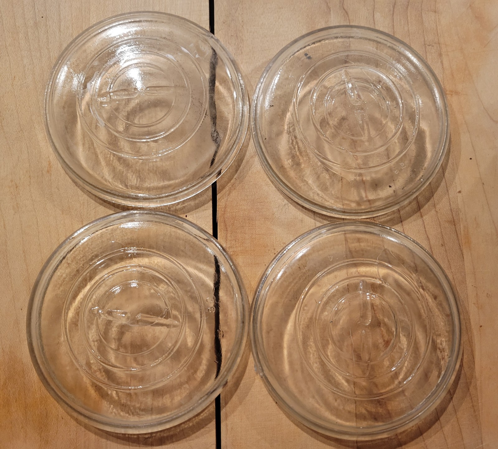 4 Vintage Glass Lids for BALL Eclipse 3” WIDE Mouth Wire Mason Canning Jar
