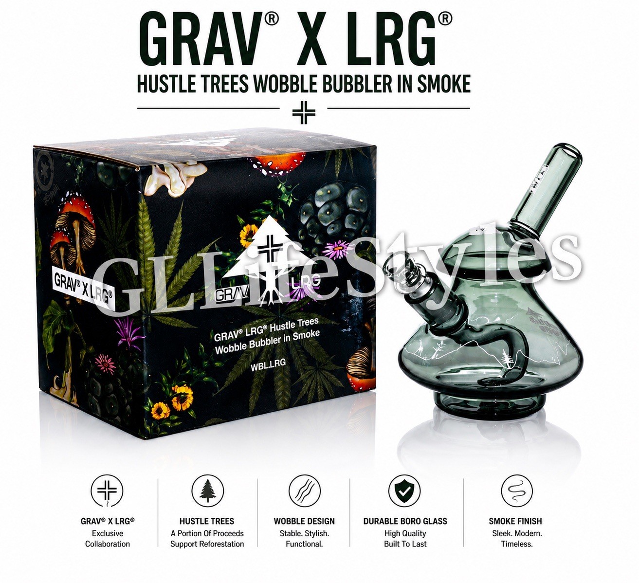 GRAV® LRG® WOBBLE BUBBLER, LIMITED EDITION, LIMITED COLLABORATION LRG TREES