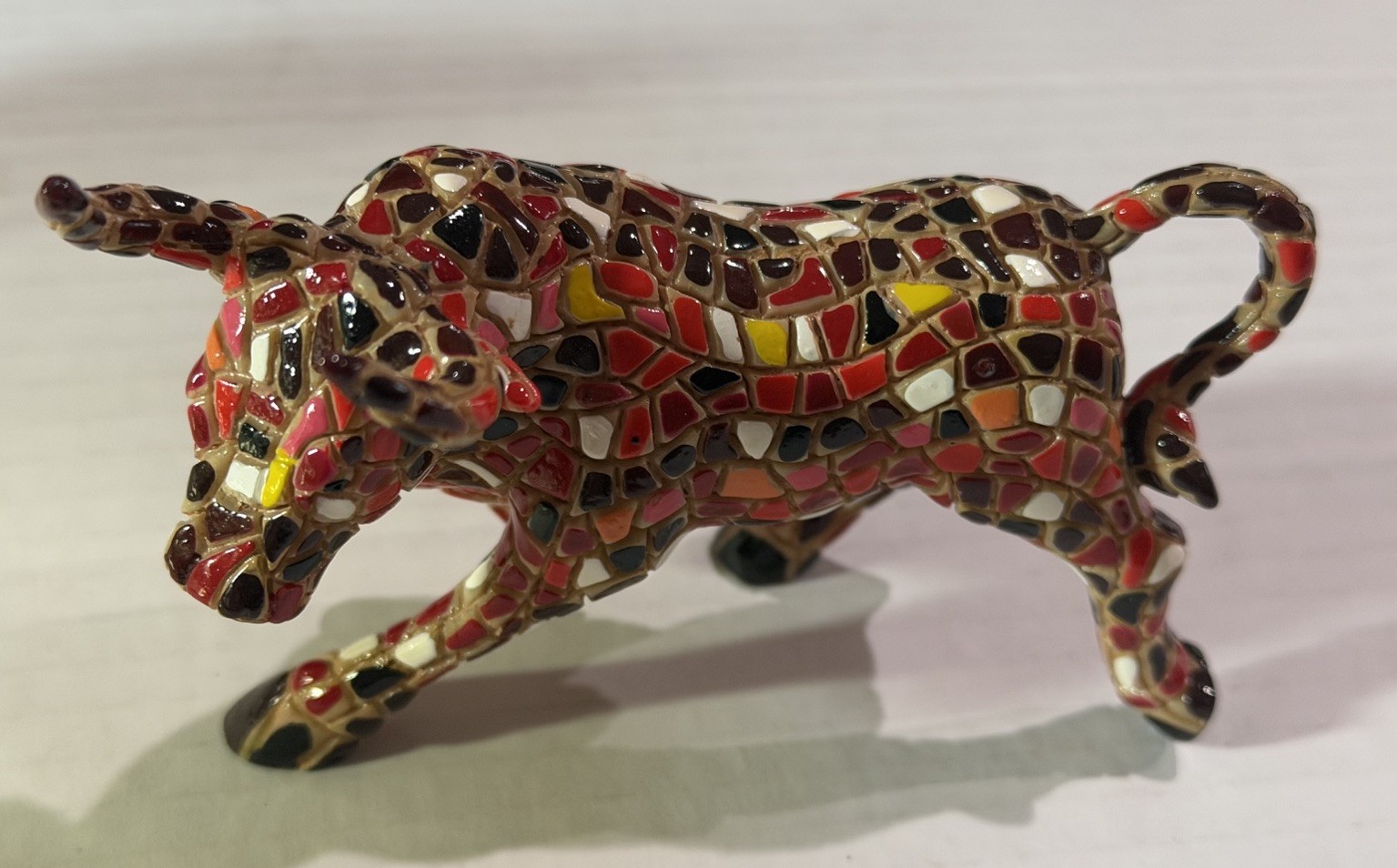 Vintage Mosaic Bull Spanish Spain Toro Statue Figurine Catalan Style Barcino 7